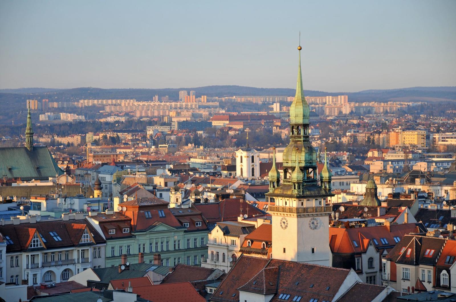 Brno skyline focus on Old Town Hall