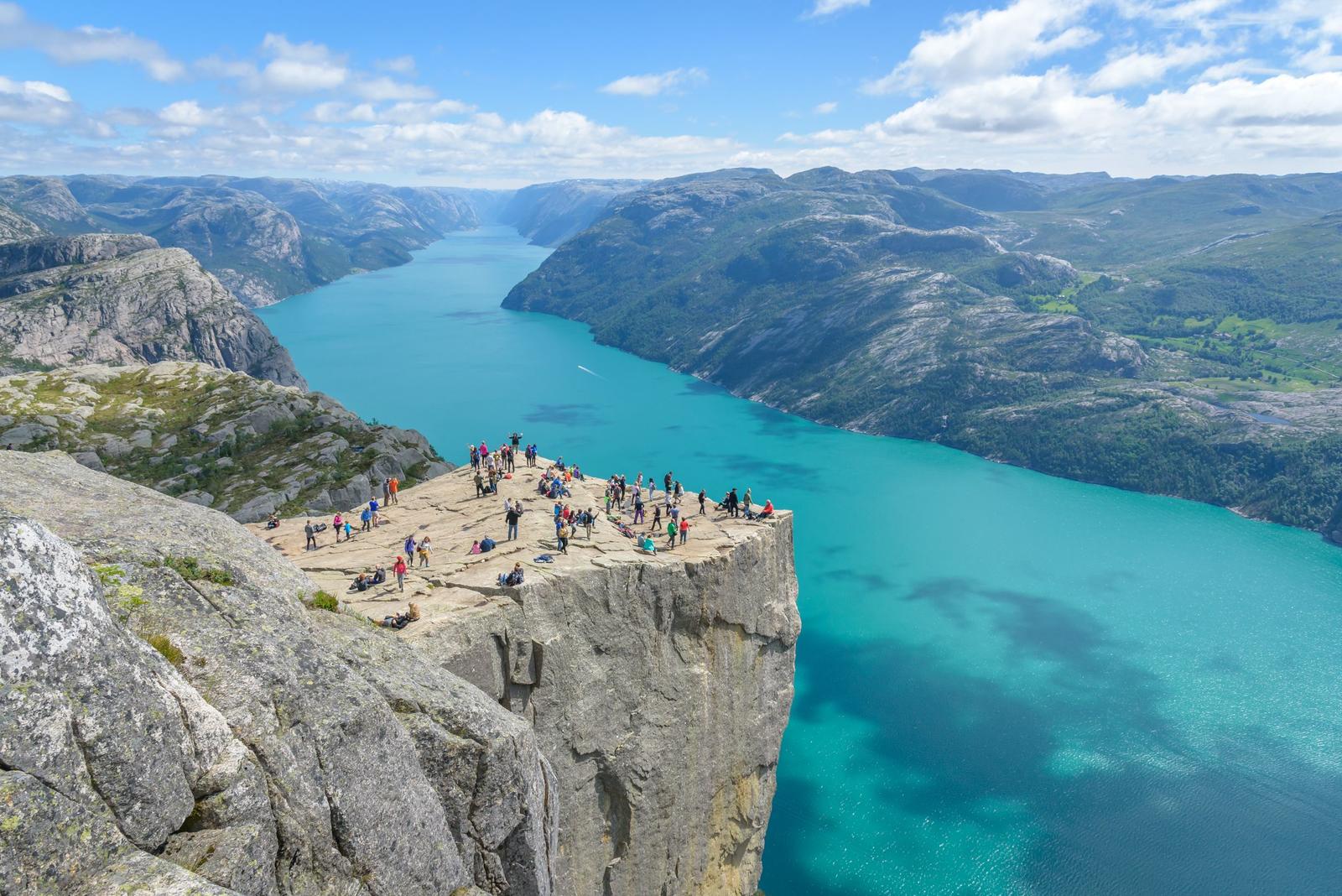Famous cliff Pulpit Rock (Preikestolen) in Norway