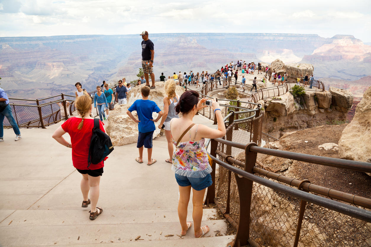 Tourists Admiring the Grand Canyon in Arizona