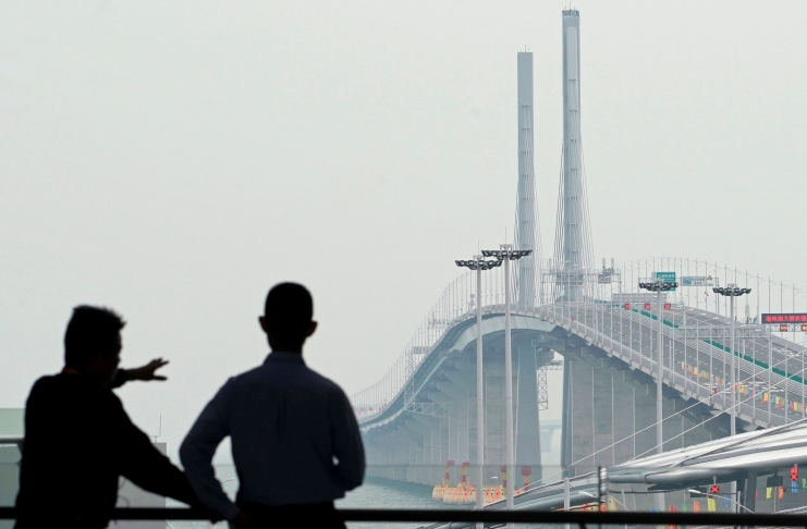 A general view of the Hong Kong-Zhuhai-Macau bridge after its opening ceremony in Zhuhai