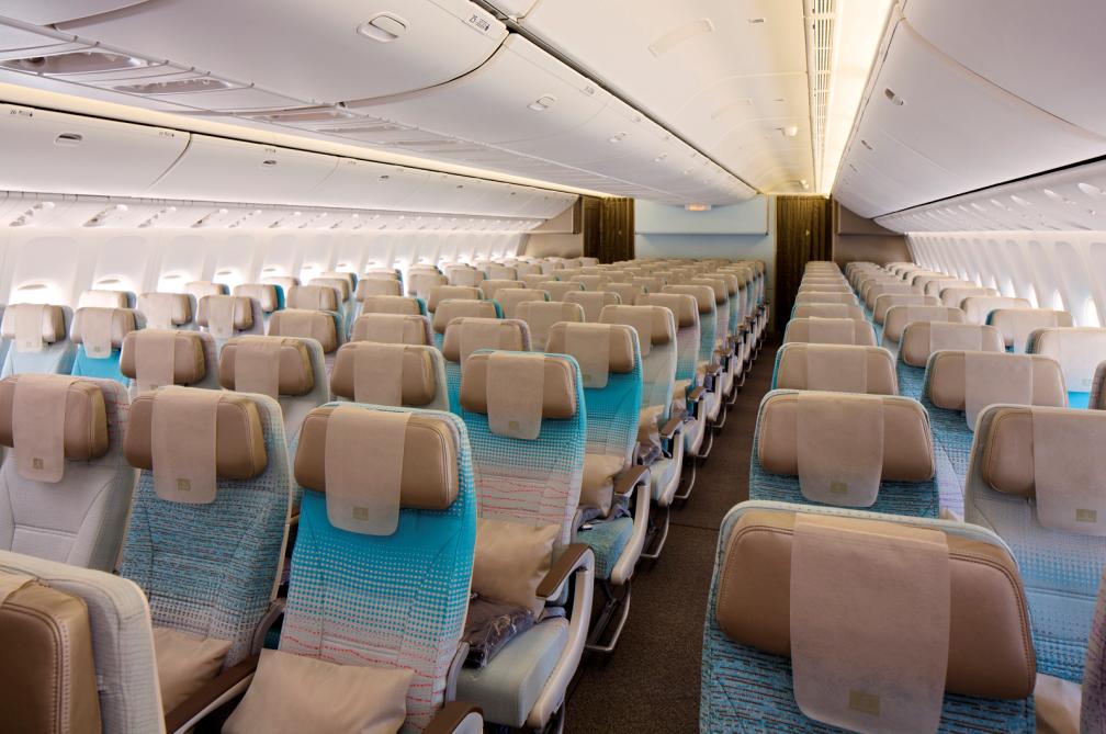 Economy Class cabin on Boeing 777-300ER