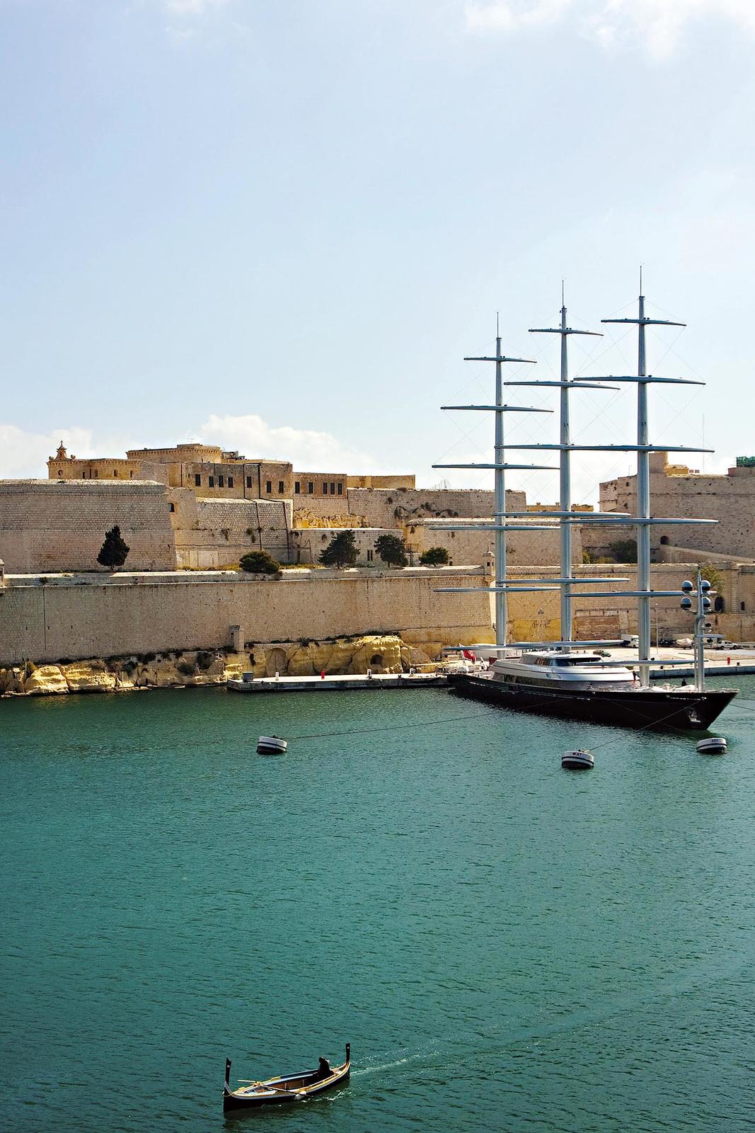 Malta,vista a partir de Senglea Para o Grande porto,Valletta e Vittoriosa
