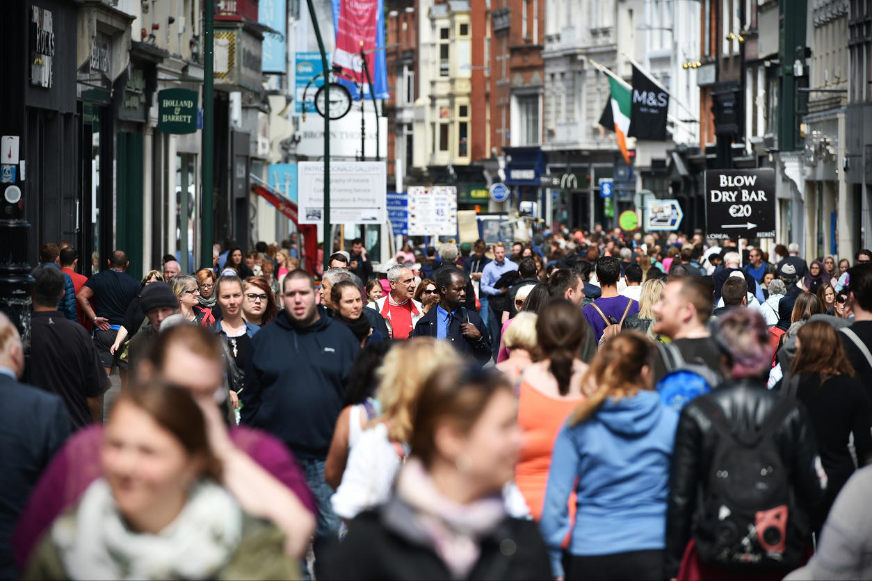 Busy Shopping Street – Grafton Street in Dublin