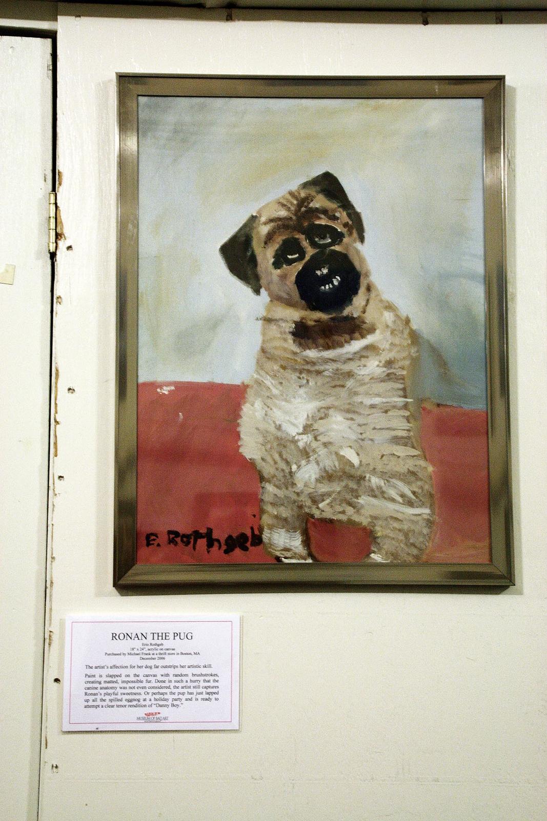 Ronan the pug, Museum of Bad Art, Sommerville Theatre, Sommervil