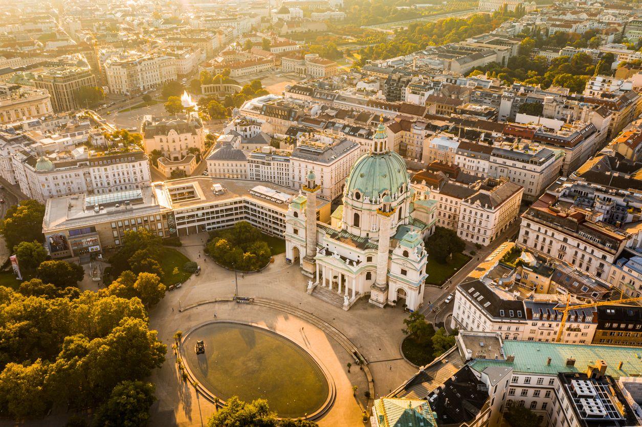 View of Vienna in the sunrise, Austria
