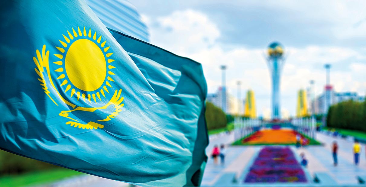 Flag of Kazakhstan in Astana