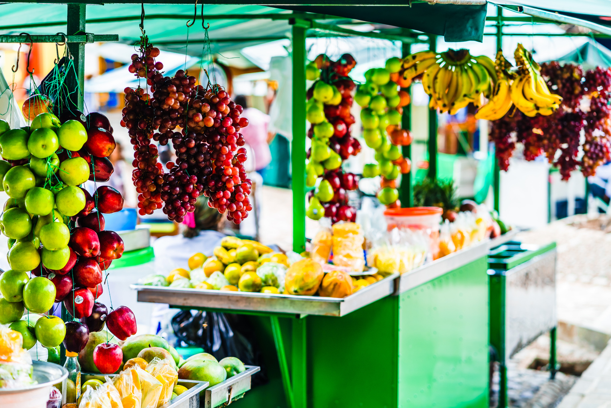 View on fruits on market in the village of Jardin, Colombia