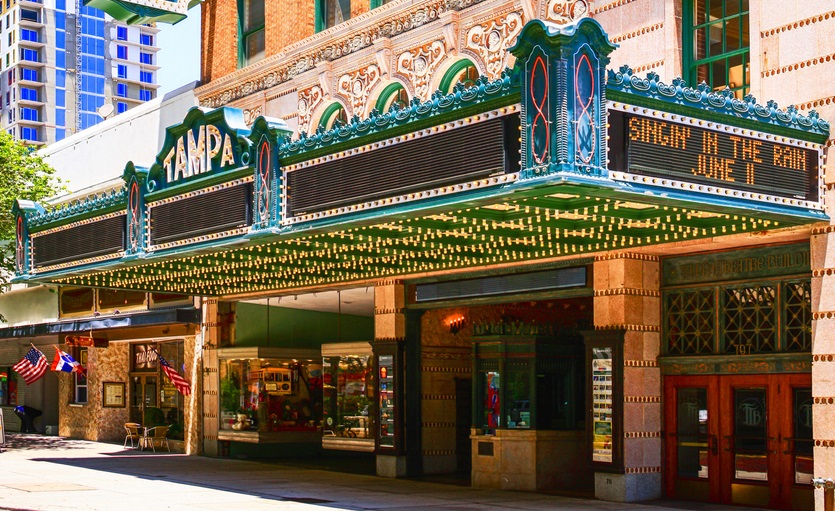The Tampa Theater building on Franklin Street in downtown Tampa FL